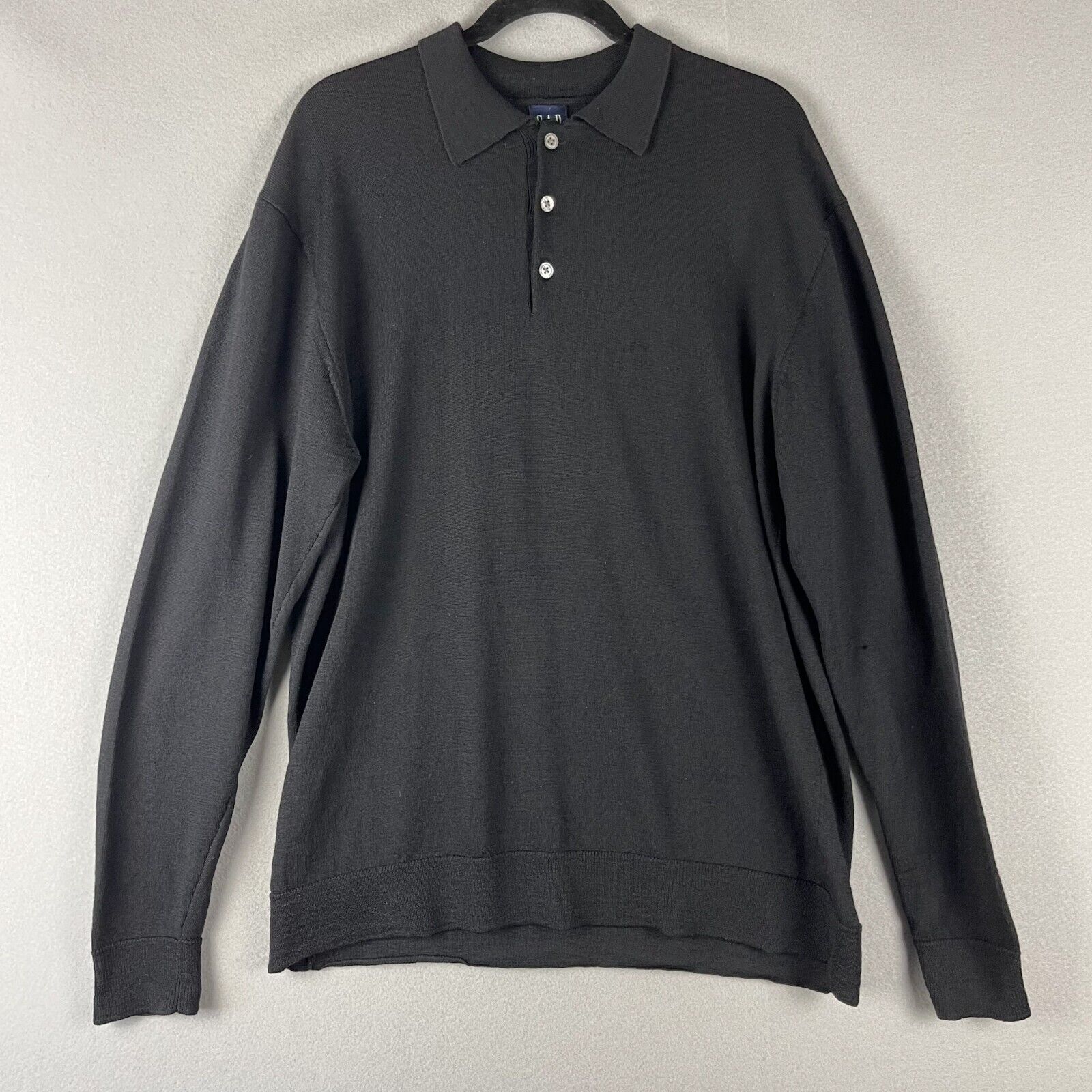 Vintage Gap Merino Wool Sweater Mens Xl Black Polo Knit Classic Preppy 80s 90s